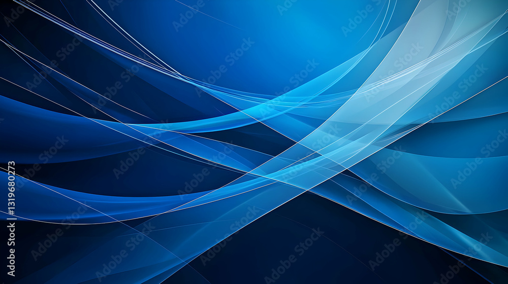 Poster dynamic flowing blue abstract background with soft glowing light trails and smooth curves