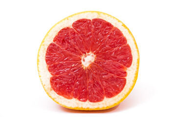 Isolated grapefruit halves on white background