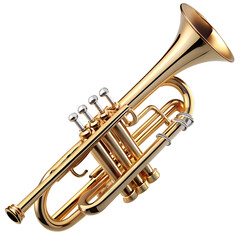 Naklejka premium Gold trumpet isolated on black and white background