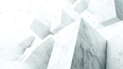 Abstract White Geometric Shapes with Concrete Texture and Light Effects