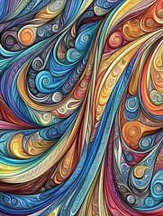 Intricate swirling lines of vibrant colors create an artistic pattern