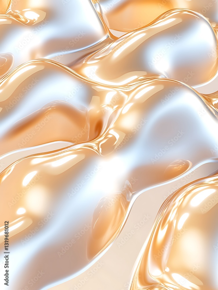 Poster iridescent fluid waves abstract design with elegant light reflection