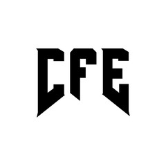 CFE letter logo design for technology company. CFE logo design black and white color combination. CFE logo, CFE vector, CFE design, CFE icon, CFE alphabet. CFE typography logo design.