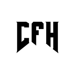 CFH letter logo design for technology company. CFH logo design black and white color combination. CFH logo, CFH vector, CFH design, CFH icon, CFH alphabet. CFH typography logo design.