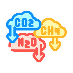 Fototapeta premium greenhouse gas reduction carbon color icon vector illustration