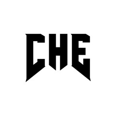 Obraz premium CHE letter logo design for technology company. CHE logo design black and white color combination. CHE logo, CHE vector, CHE design, CHE icon, CHE alphabet. CHE typography logo design.