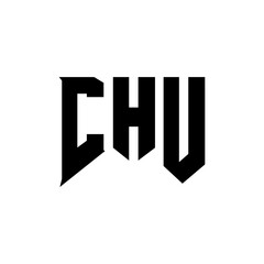 CHU letter logo design for technology company. CHU logo design black and white color combination. CHU logo, CHU vector, CHU design, CHU icon, CHU alphabet. CHU typography logo design.