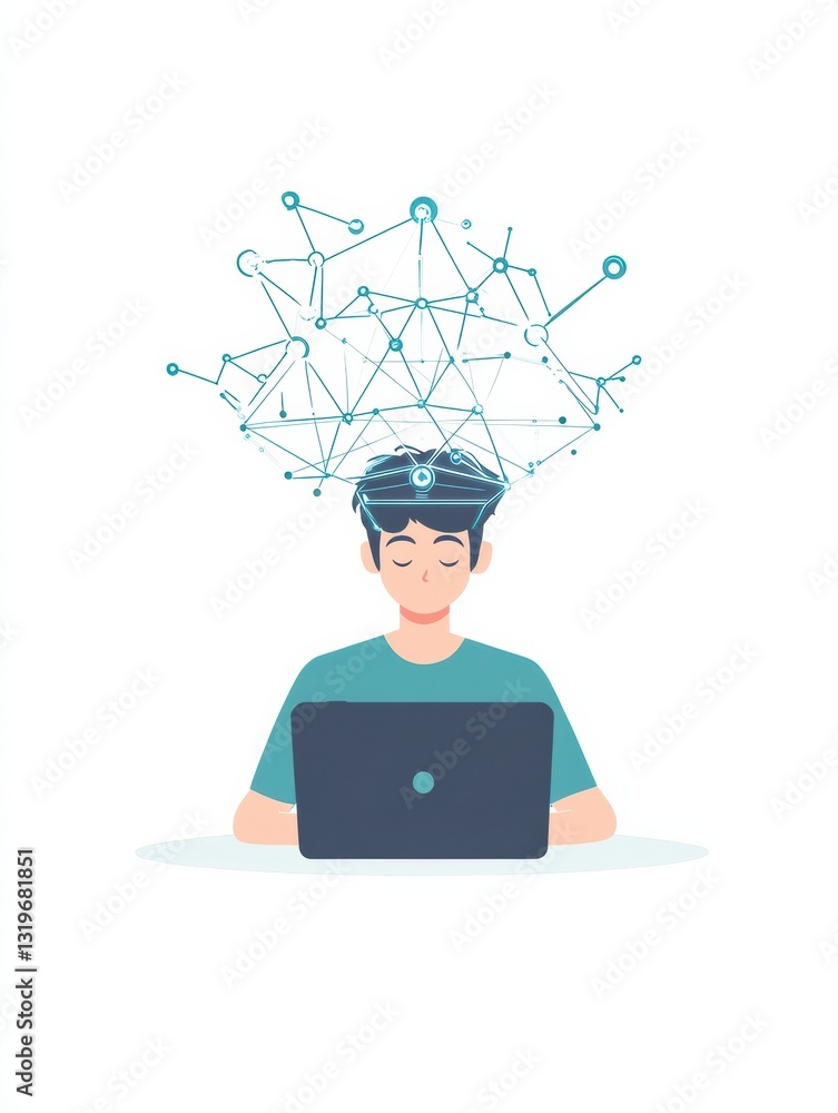Poster student engages in ai driven virtual learning environment, enhancing education and technology utiliz