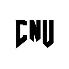 CNU letter logo design for technology company. CNU logo design black and white color combination. CNU logo, CNU vector, CNU design, CNU icon, CNU alphabet. CNU typography logo design.