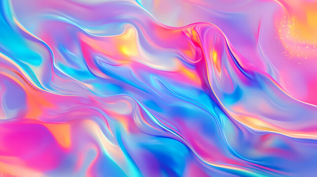 Glowing neon mist with holographic patterns and iridescent sheen, holographic, glowing, sheen. Holographic Sheen. Illustration