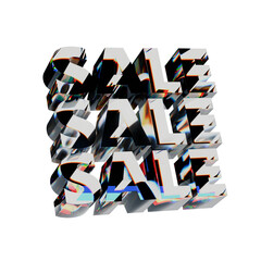 3D Sale Text on Dispersed Glass Texture 3D Rendered