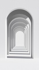 Fototapeta premium Architectural Symmetry: White Arches Perspective Creating Leading Lines and Shadow Play, Modern Abstract Design