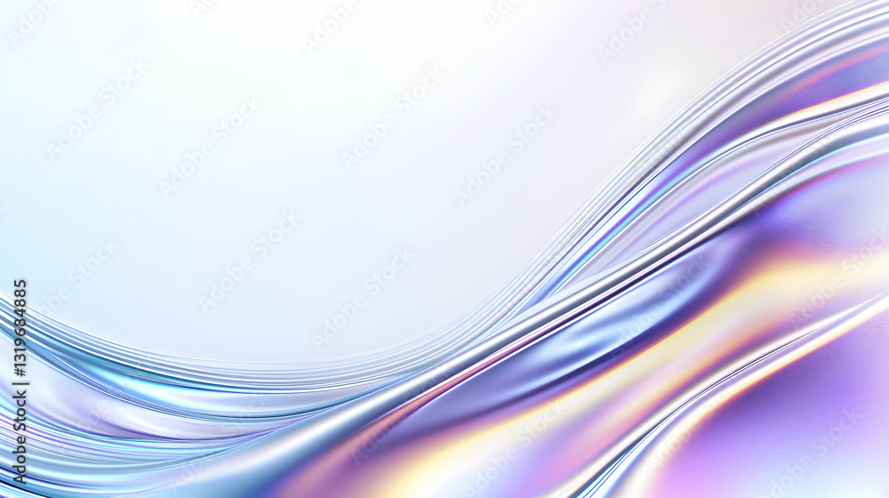 Poster abstract digital rendering of flowing waves with blue and purple color tones and modern geometric pa