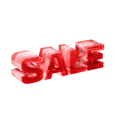 3D Sale Text in Red and White 3D Rendered