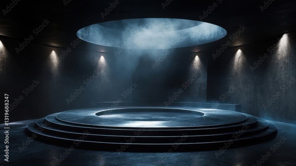 Poster a circular stage with a circular light in the middle