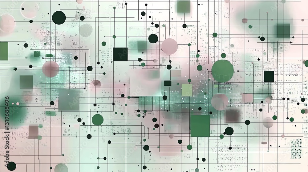 Poster abstract network connection with circles and squares for technology background
