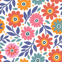 Seamless flowers pattern. Vintage botanical flowers on white background. style for banners, wallpaper, posters, websites, online shopping.