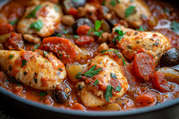 Delicious chicken stew recipe with tomatoes and olives savory mediterranean cuisine homemade food
