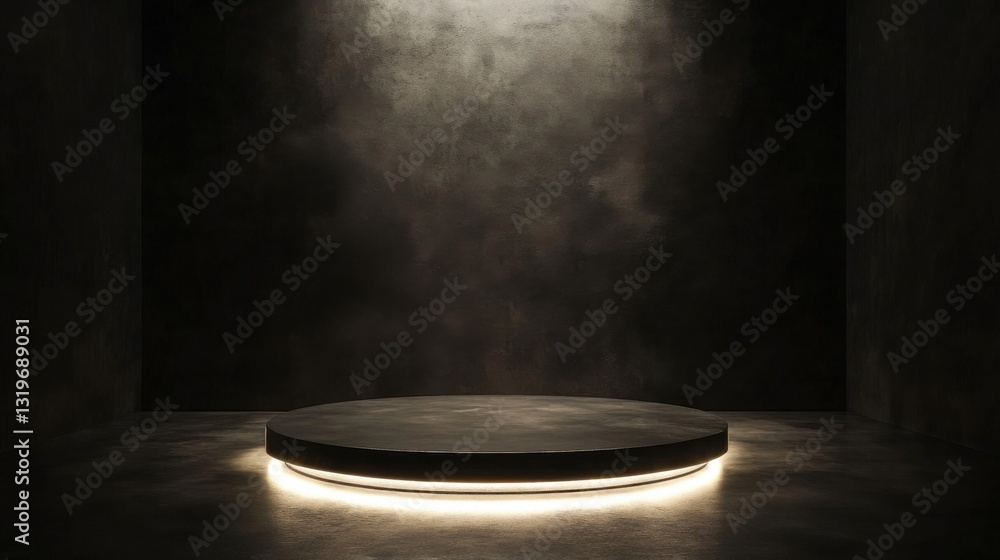 Poster a round table with a light shining down on it