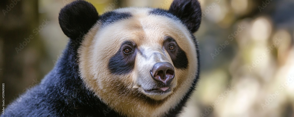 Poster a close up portrait of a bear with unique color patterns