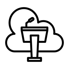 Virtual Lecture Vector Line Icon Design