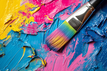 Fototapeta premium paint brush and paint
