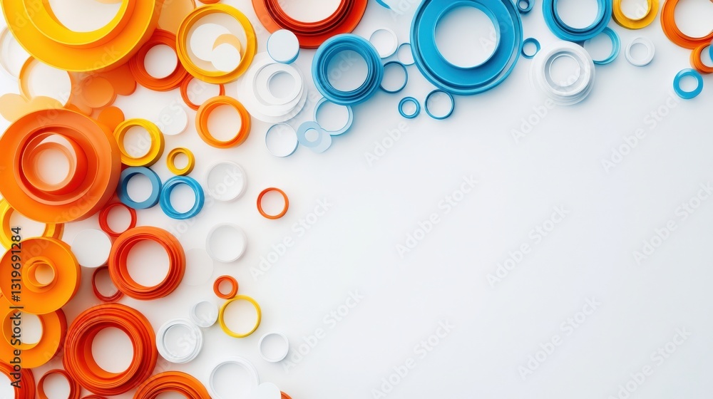Poster dynamic circular design elements digital art graphic design vibrant colors abstract composition mode