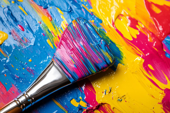 colorful paint bursh with vibrant color splash 