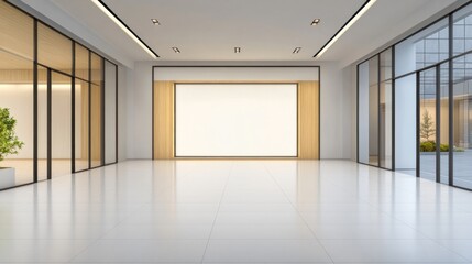 Obraz premium Modern Minimalist Office Lobby Design: Spacious and Bright Interior