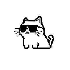 Cool pixel art cat with sunglasses, retro 8-bit style illustration