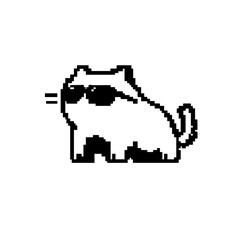 Cool pixel art cat with sunglasses, retro 8-bit style illustration