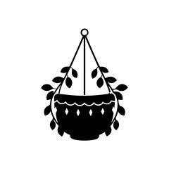 creative details hanging flower pot icon vector Illustration