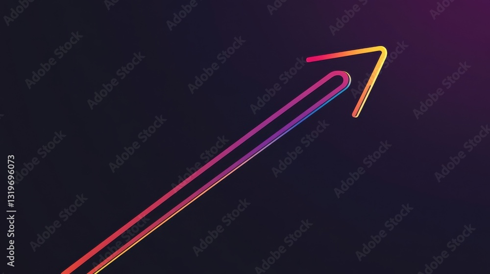 Poster minimalist line arrow with upward trajectory, clean logomark design symbolizing growth and progress.