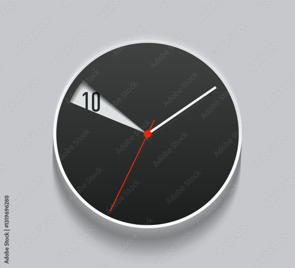 Poster simple light creative clock in realistic flat style, with arrow and with a niche for numbers. time o