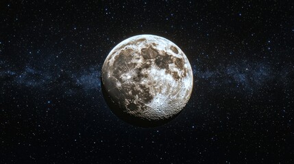 Obraz premium Full moon shining, cosmic backdrop, Milky Way