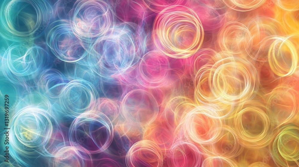 Poster abstract outline of light- colored circles bokeh. blurred background