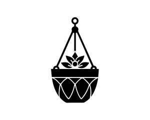 creative details hanging flower pot icon vector Illustration