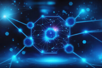 Obraz premium glowing blue futuristic digital network visualization, representing connectivity and advanced technology.