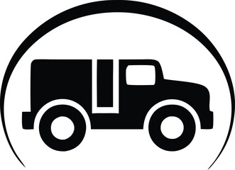  flat style truck silhouette, cargo truck minimalist transportation design