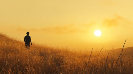 Golden Wheat Field at Sunset A Farmer's Touch, wheat, field, farmer
