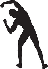 vector; silhouette of back view of muscular man posing