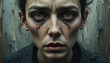 Fototapeta premium Raw Expressionist Portrait Sad