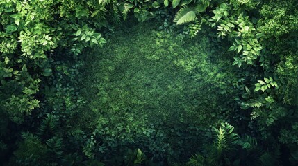 Obraz premium Lush green foliage background with dense leaves and vibrant natural texture