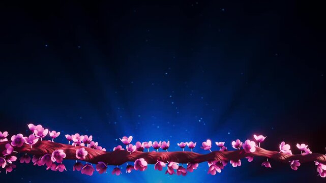 Aarons rod from Bible Exodus, artistic interpretention, 3d animation of wooden staff flowering with copy space for lyrics text. Repeating video
