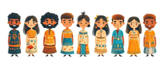 Cultural celebration of diverse characters illustrative vibrant scene