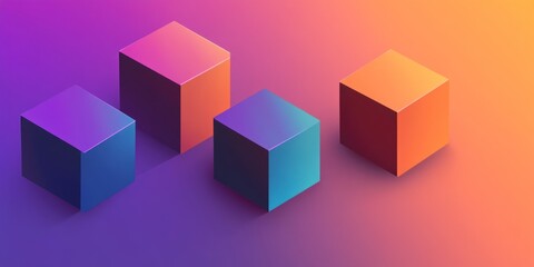 Fototapeta premium Colorful isometric cubes on gradient background.