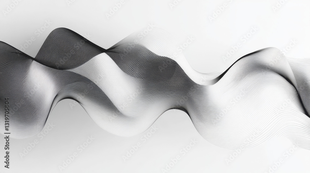 Aufkleber a vector illustration of black and white wavy lines forming an abstract pattern on a white backgroun