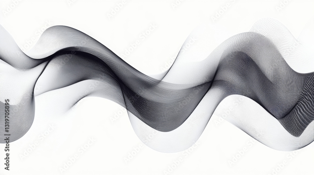 Poster a vector illustration of black and white wavy lines forming an abstract pattern on a white backgroun