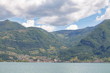 Landscape of lake Iseo in Italy
