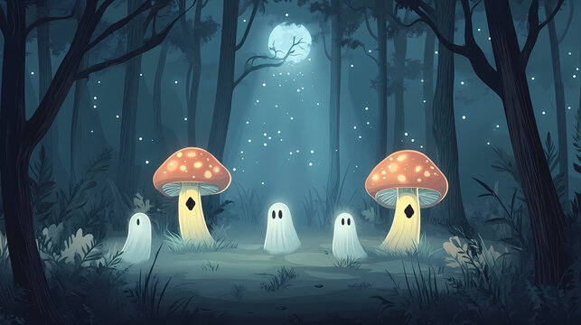 キャンバスドローイング『The forest at night』 41,747 Forest